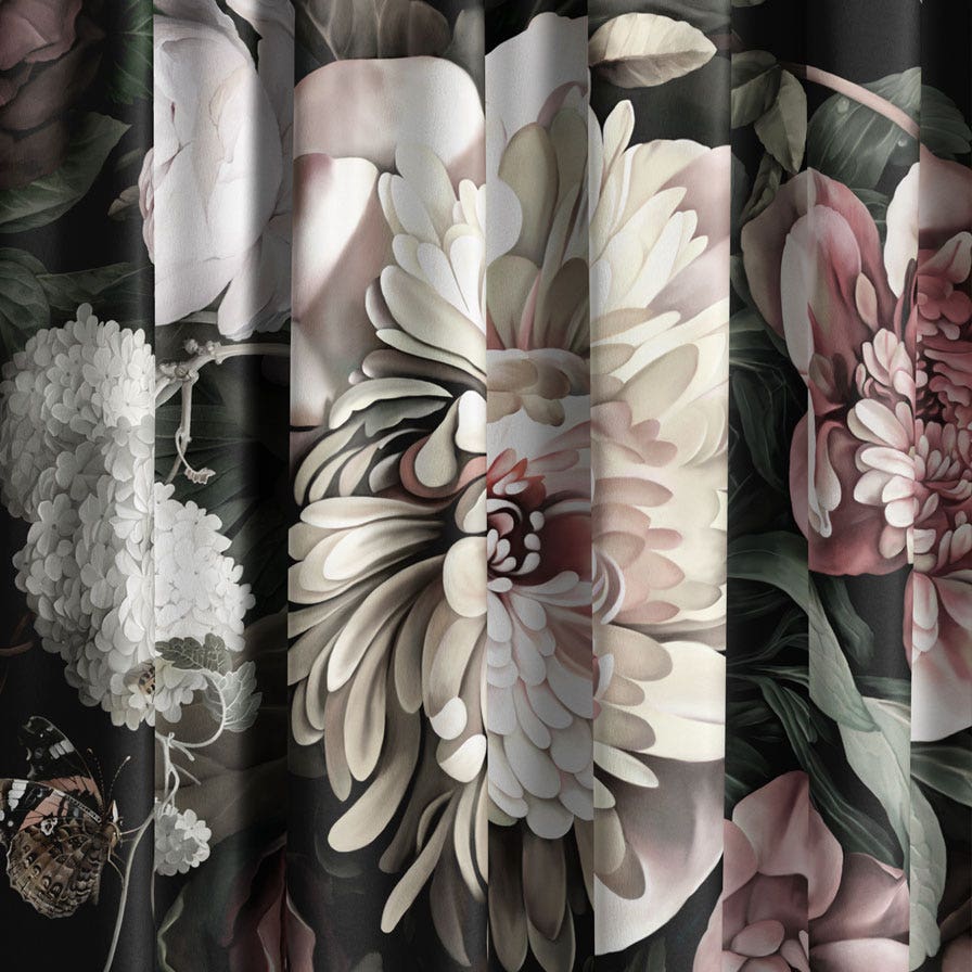 Floral, Dark Floral II, Heavy cotton, Designer Fabric